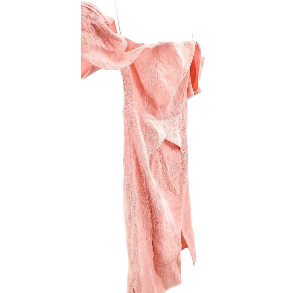 ELLIAT M Dress Acacia Crape Textured Off Shoulder Pleated Slit Front Knee Length - Picture 11 of 16
